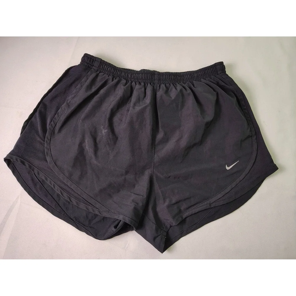 Nike Dri Fit Tempo Womens Running Shorts S Black Brief Lined Mesh Trim‎ Athletic